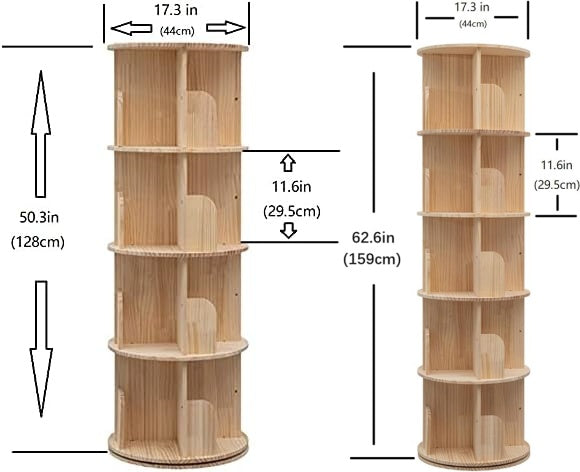 📚️Wooden rotating bookshelf 360 display floor-standing bookcase storage rack
