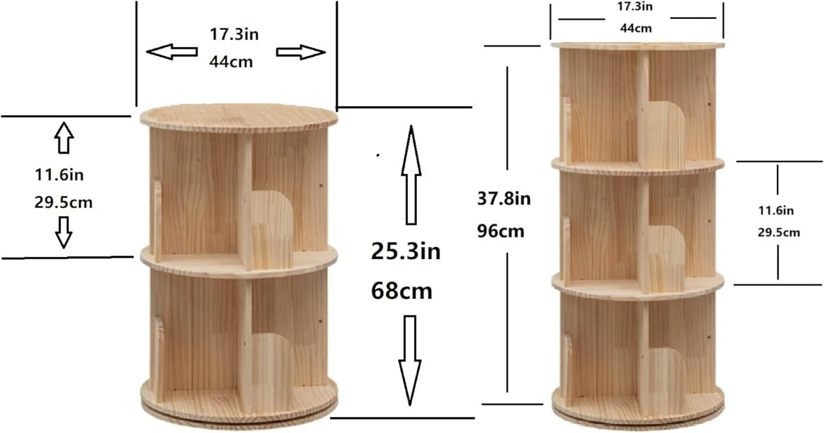 📚️Wooden rotating bookshelf 360 display floor-standing bookcase storage rack