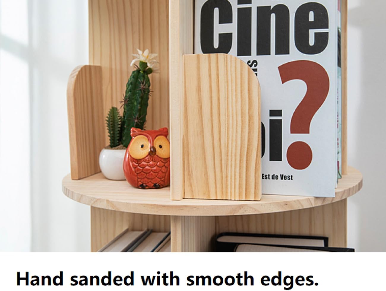 📚️Wooden rotating bookshelf 360 display floor-standing bookcase storage rack