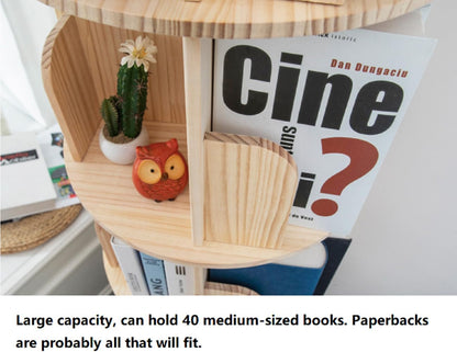 📚️Wooden rotating bookshelf 360 display floor-standing bookcase storage rack