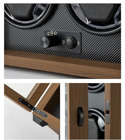 Automatic watch movement, high-quality wood veneer, built-in LED light, silent design.