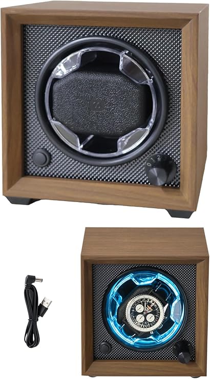 Automatic watch movement, high-quality wood veneer, built-in LED light, silent design.