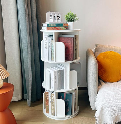 📚️Wooden rotating bookshelf 360 display floor-standing bookcase storage rack