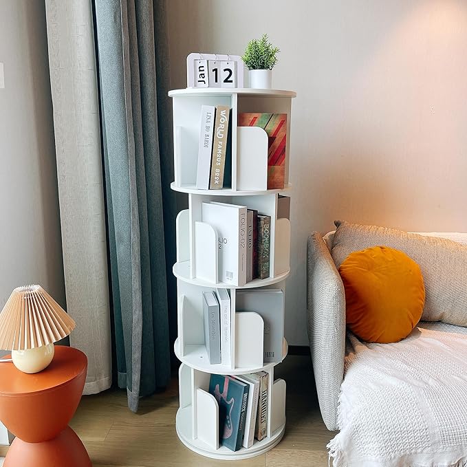 📚️Wooden rotating bookshelf 360 display floor-standing bookcase storage rack