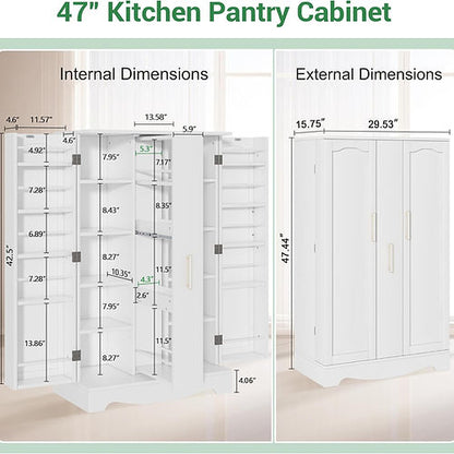 47-inch freestanding kitchen pantry with drawers